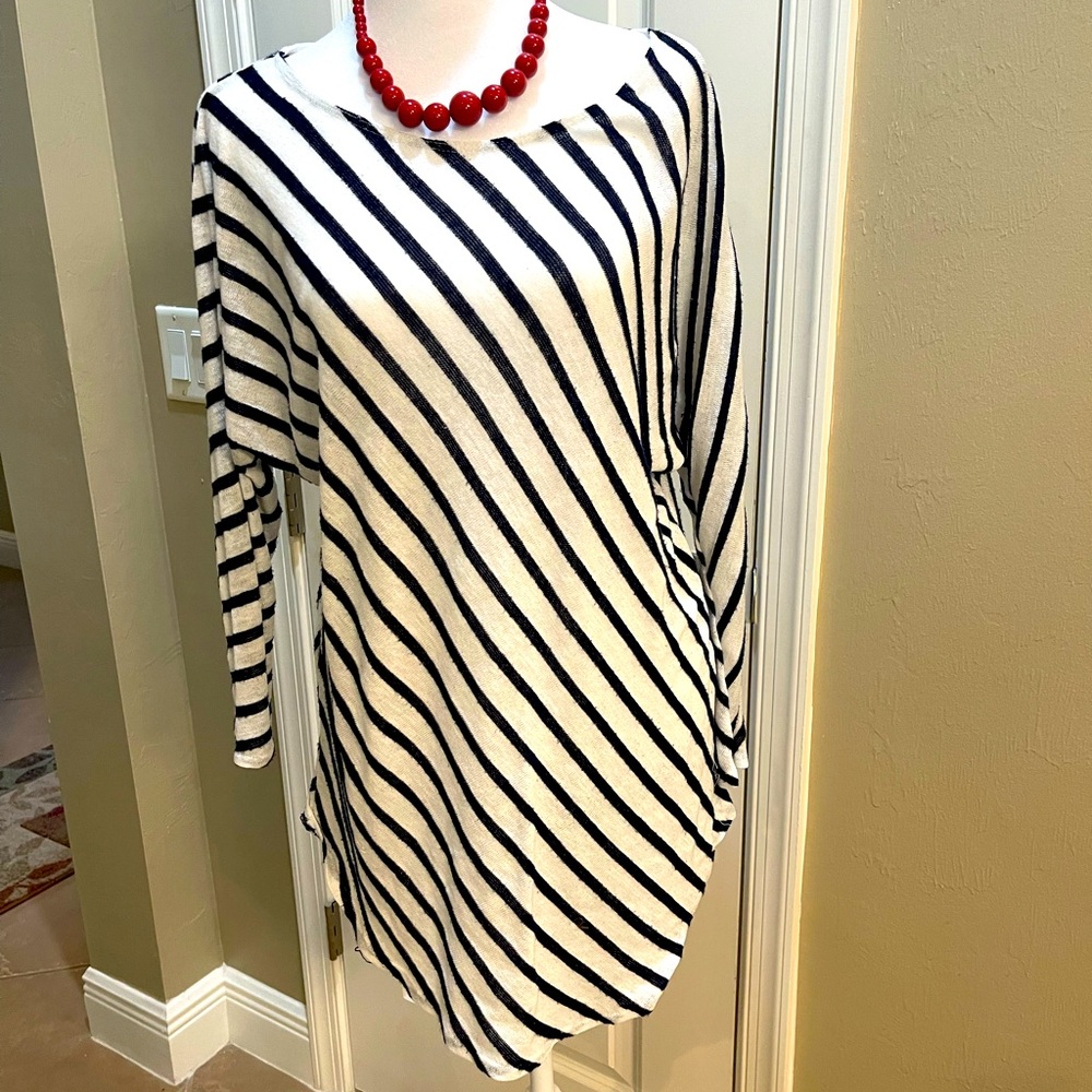INC International Concepts Navy and White Striped Top